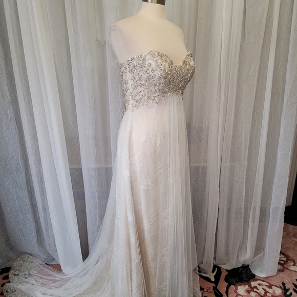 Justin Alexander Empire Waist Beaded English Net Cage Bridal Gown STYLE 8871 - Picture 14 of 14